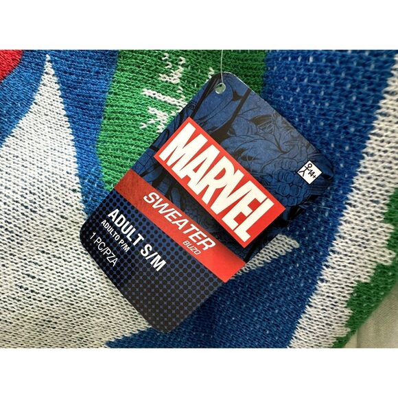 Marvel Captain America Ugly Sweater Star Holiday Pullover Adult size Small - Picture 4 of 6